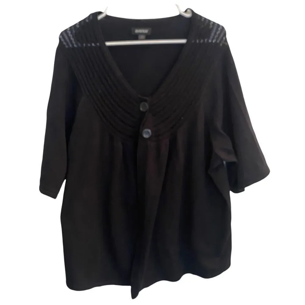 Avenue Black Short Sleeve Cardigan Sz 22/24‎